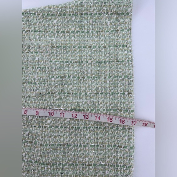NWT maje Jinova Mini Skirt Green Metallic Tweed Size 40 - Picture 14 of 14